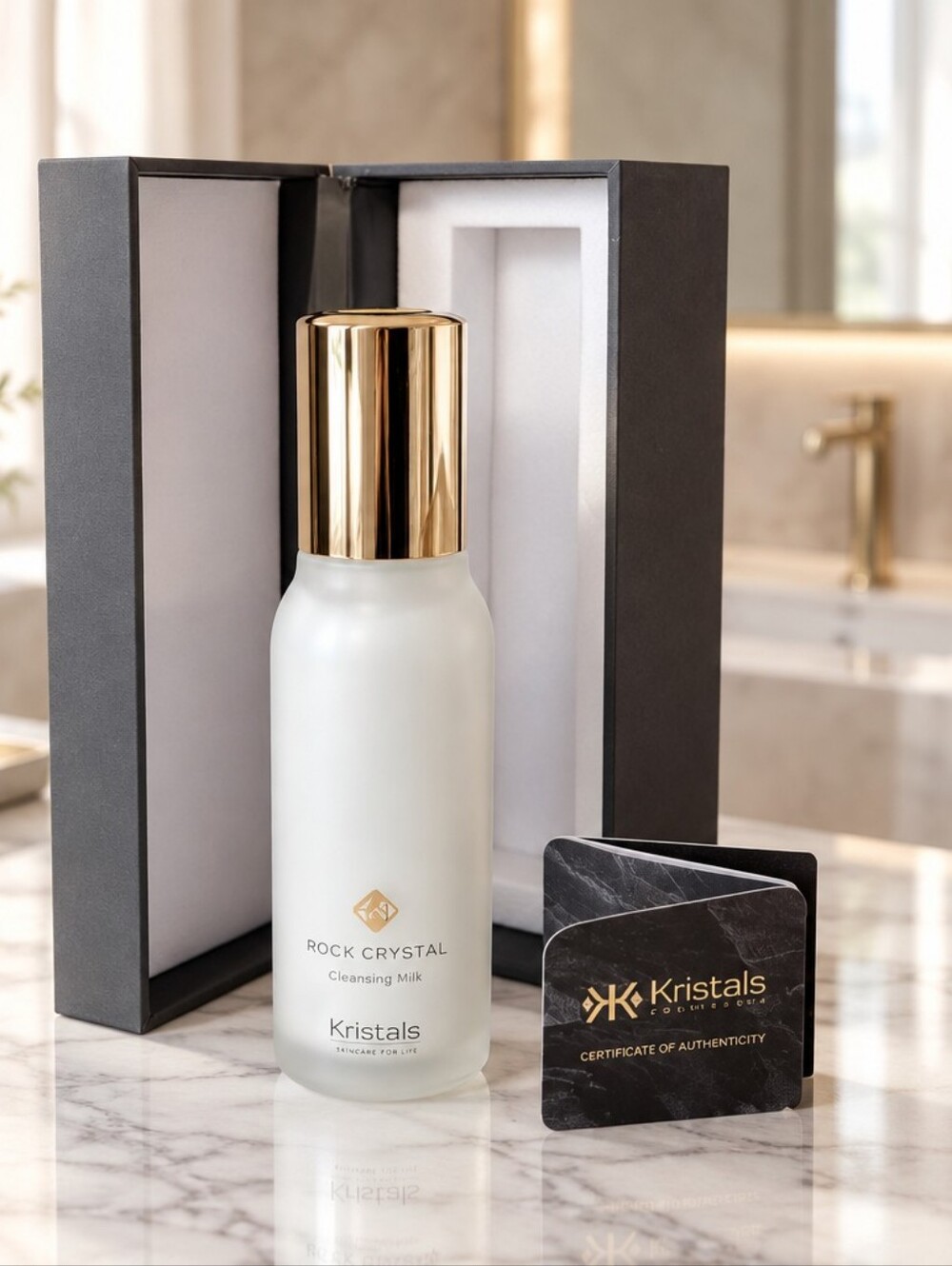 Rock Crystal Cleansing Milk — White with Gold Cap